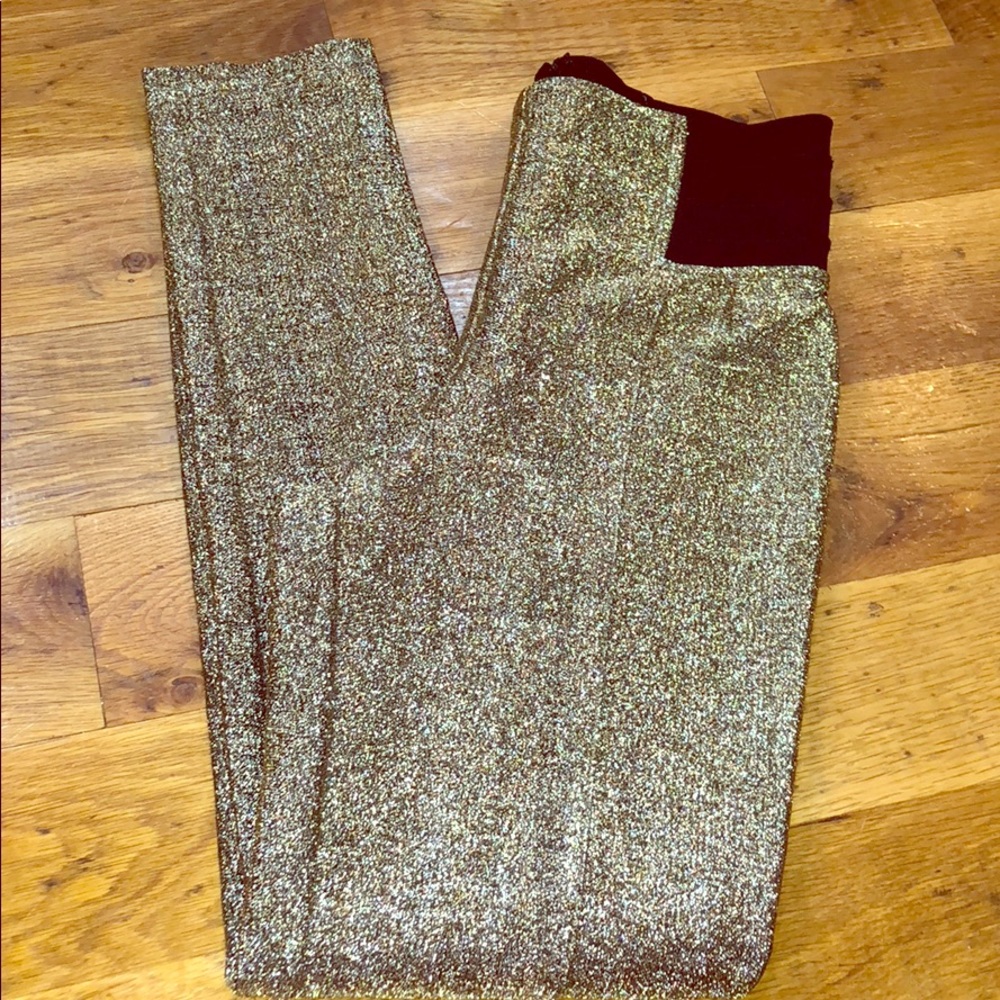 !!SOLD!! Party Metallic Christmas Party Shimmer Glitter Pants Leggings XS